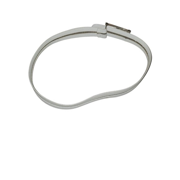 Fendi Jeans Designer Belt White With Vinyl Fendi Print & Resin Buckle Silver - Picture 5 of 5